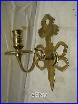 Pr Virginia Metalcrafters Brass Candlestick Holder Wall Sconces Candle Stick
