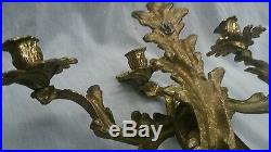 Pretty vintage pair brass 3 arms candelabra wall sconces candle holders