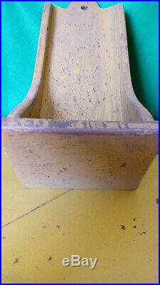 Primitive Antique Style Wood Wall Box / Candle Stick Holder Painted Mustard