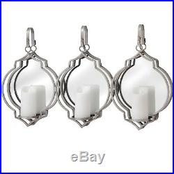 Quarterfoil Design Three Mirrored Candle Wall Hanger Three Holders