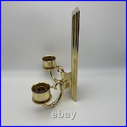 RARE Vintage BALDWIN Solid Brass Double Arm Wall Sconce Candle Holder Flat Back
