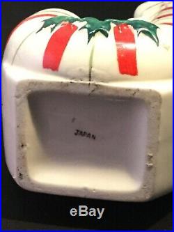 RARE Vintage Japan Christmas Candycane Holly Berry Planter/Wall Candle Holder