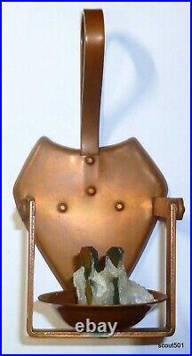 Rare Antique Arts & Crafts Copper Candle Holder Chamberstick Hinged Wall Sconce