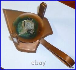 Rare Antique Arts & Crafts Copper Candle Holder Chamberstick Hinged Wall Sconce