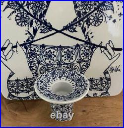 Rare Bjorn Wiinblad Nymolle Flora Blue Candle Holder Wall Sconce Plaque 3118-700