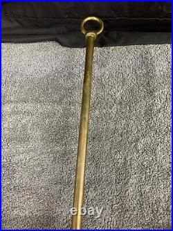 Rare Church Processional Candle Holder Brass Cross Candelabra Wood Handle