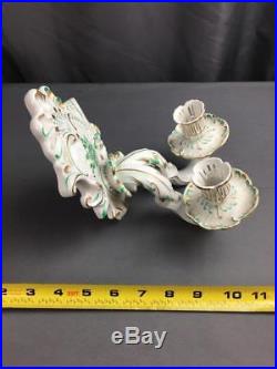 Rare Hand Paint Herend Chinese Bouquet Green Wall Candle Sconce Ca 1942 22K Gilt