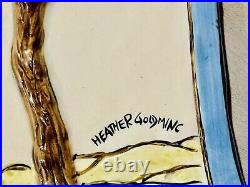 Rare VTG Blue Sky Clayworks Tealight Wall Hang Bird Tree Signed Heather Goldming