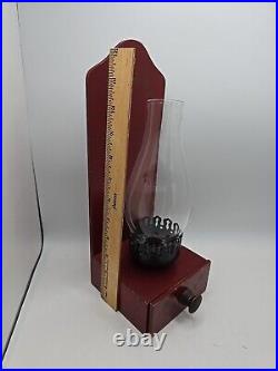 Rare Vintage Handmade Wooden Wall Hanging Candle Holder With Match Drawer