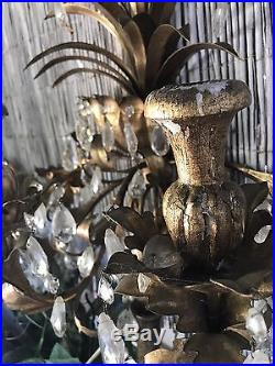 Rare Wall Candle Holder With Ornate Metal Design With Crystals