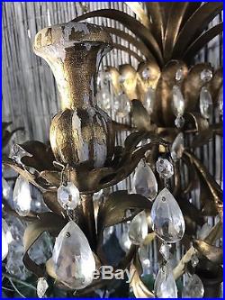 Rare Wall Candle Holder With Ornate Metal Design With Crystals