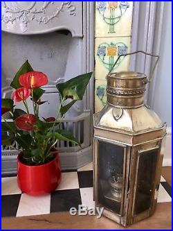 Reclaimed Pair Of Brass Wall Half Lanterns Lights Candle Holders Oil Stunning
