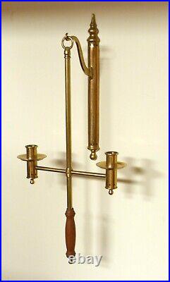 Reproduction 18th-19th Century Double Candle Holder Sconce Brass Portable 22