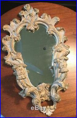 Rococo Style Candle Holder Wall Sconce Mirror Scroll Carved 20th Century