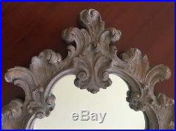 Rococo Style Candle Holder Wall Sconce Mirror Scroll Carved 20th Century