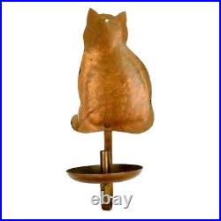 Roycroft Era Hammered Copper Wall Sconce Candle Holder Cat Silhouette