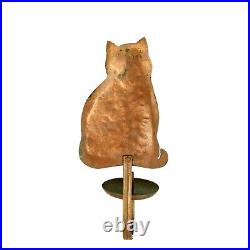 Roycroft Era Hammered Copper Wall Sconce Candle Holder Cat Silhouette