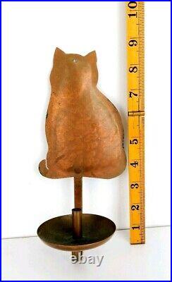 Roycroft Era Hammered Copper Wall Sconce Candle Holder Cat Silhouette
