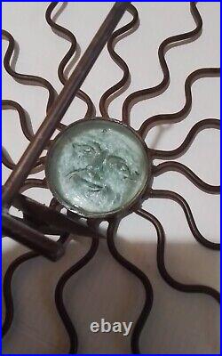 Rustic Metal Glass Sun Fave 4 And Steeal Rays 29 Candle Wall Holder Mexico A