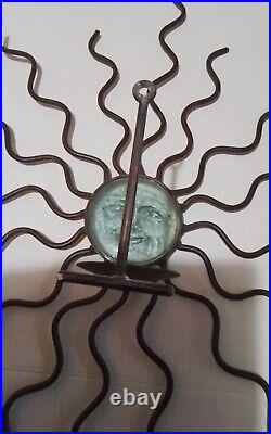 Rustic Metal Glass Sun Fave 4 And Steeal Rays 29 Candle Wall Holder Mexico A