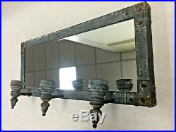Rustic Metal Wall Mirror With Tea Candle Holders