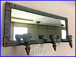 Rustic Metal Wall Mirror With Tea Candle Holders