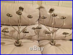 S2 Pottery Barn Polished Nickel Finish Abbey Wall Mount Candle Holders Base Only