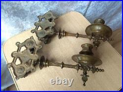 SET Vintage wall Candle Candlestick Holders 2 Decorative Bronze Sconce