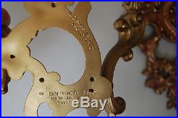 SYROCO 8 DAY 70'S 18 CLOCK & CANDLE HOLDERS vintage hollywoodretro ornate gold