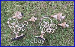 Salvaged Pair Antique Wall Sconce Candle Holders Rustic