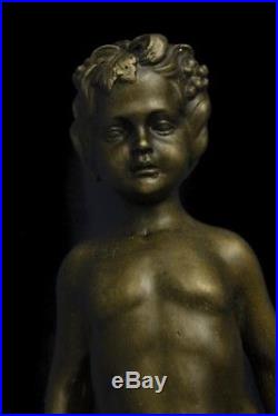 Sculpture Statue Original Aldo Vitaleh Young Nude Boy Wall Candle Holder Bronze