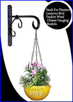 Set 4 Metal Wall Hook Hangers Plant Bracket Lanterns Wind Chimes Indoor Outdoor