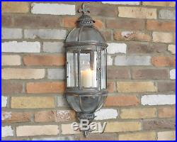 Set Of 2 Antique Vintage Wall Lantern Sconce Mirrored Candle Holder 79cm Pair Of