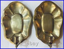 Set Of 2 Brass Hand Wrought 7 Wall Sconces Candle Holders With Mirror Effect