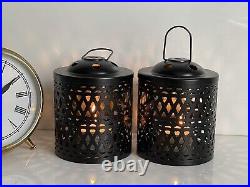 Set Of 2 Candle Stand Lantern & Hanging Tealight Holder for Home Decor Black