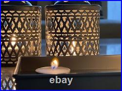 Set Of 2 Candle Stand Lantern & Hanging Tealight Holder for Home Decor Gray