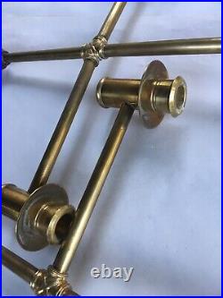 Set Of 2 English Brass Double Arm Candlestick Library Candle Holder Wall Mount