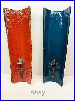 Set Of 2 Large Enameled Iron Wall Sconces, Made In Portugal 17.5 Long