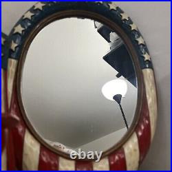 Set Of 2 Metal Candle Holder Wall Mounted And Mirror -American Flag Design Decor