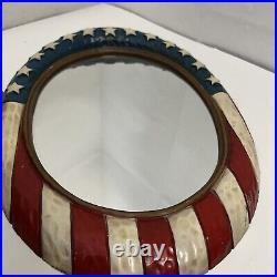 Set Of 2 Metal Candle Holder Wall Mounted And Mirror -American Flag Design Decor