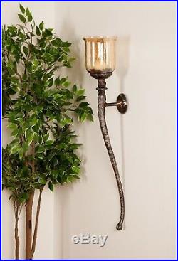 Set Of 2 Traditional 34 Inch Wall-Mounted Candle Holders