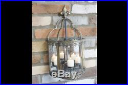 Set Of 3 Wall Mounted Candle Holder Lantern Reproduction Vintage Style Sliver
