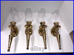 Set Of 4 Brass Wall Sconce Candle Holders