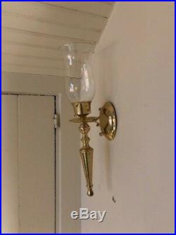Set Of 4 Brass Wall Sconce Candle Holders