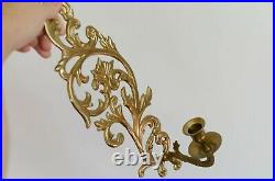 Set Vintage Brass Gold Candle Holders Wall Hanging India Regency Boho Retro Gift