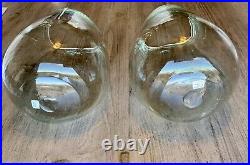 Set Vintage Hand Blown Recycled Clear Glass Wall Candle Sconces Mexico RARE