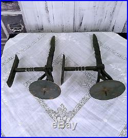 Set of 2 Forged Steel Wall Candle Sconces Old World Viking Medieval 14 1/2