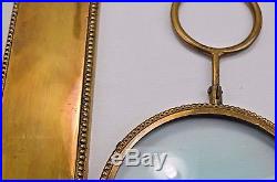Set of 2 Heavy Brass Wall Sconces With Magnify Glass Portal Candle Holder