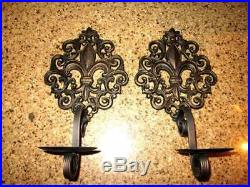 Set of 2 Iron Fleur de Lis Wall Candle Holders, Wall Sconces, French Louisana