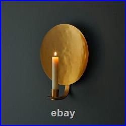 Set of 2 Moroccan Round brass Gold Leaf Holder Wall Sconce